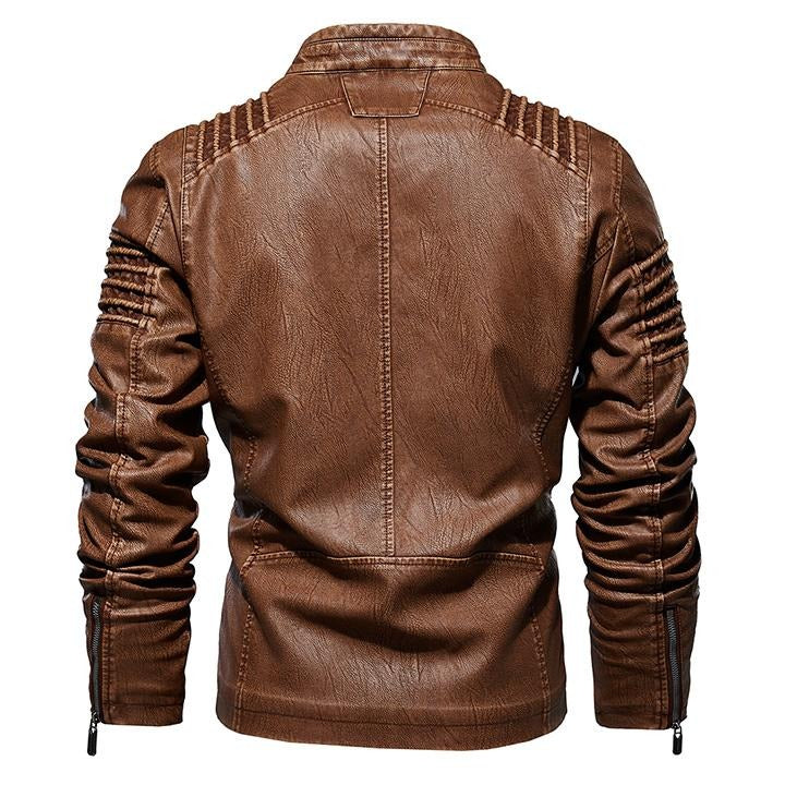 Cavallino Fleece-Lined Leather Biker Jacket - photo 3