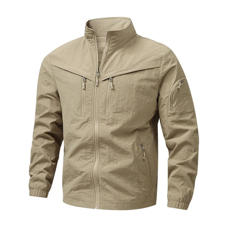 Cecina Stand-Collar Utility Jacket - Khaki
