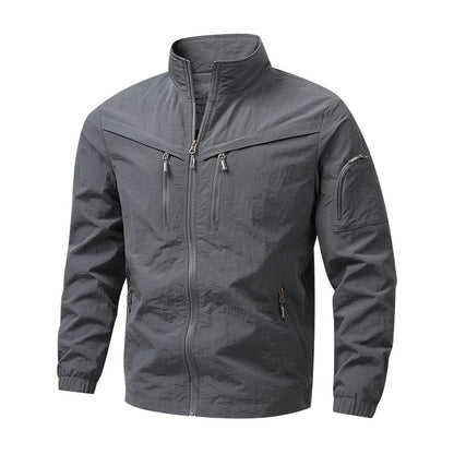 Cecina Stand-Collar Utility Jacket - Grey
