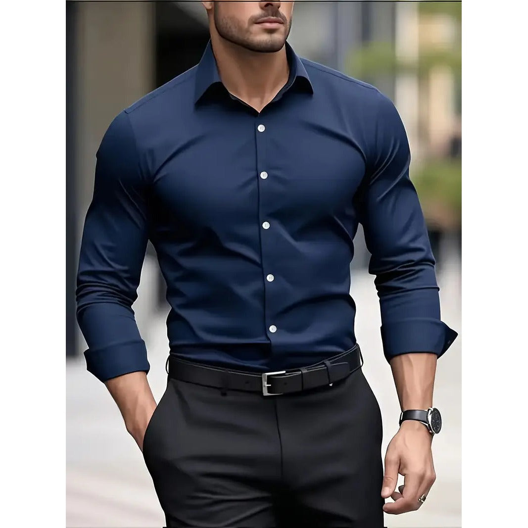 Cefalu Cotton Shirt - Navy Blue