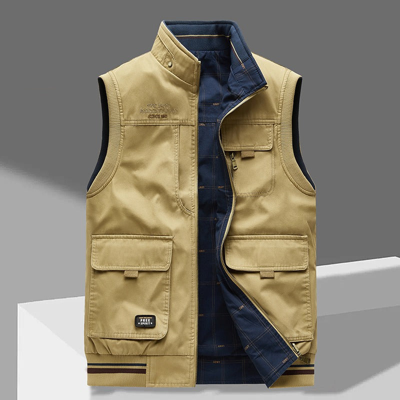 Cervia Quilted Vest - Khaki/Blue
