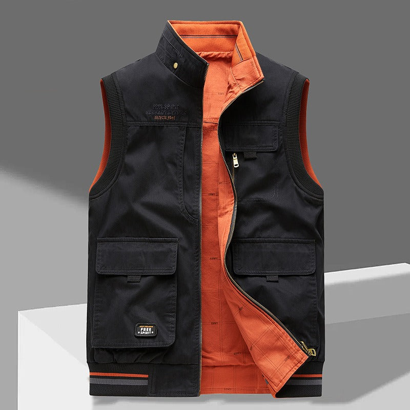 Cervia Quilted Vest - Black/Orange