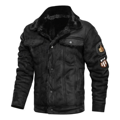 Cervinia Fleece-Collar Leather Jacket - Black