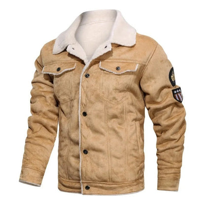 Cervinia Fleece-Collar Leather Jacket - Khaki