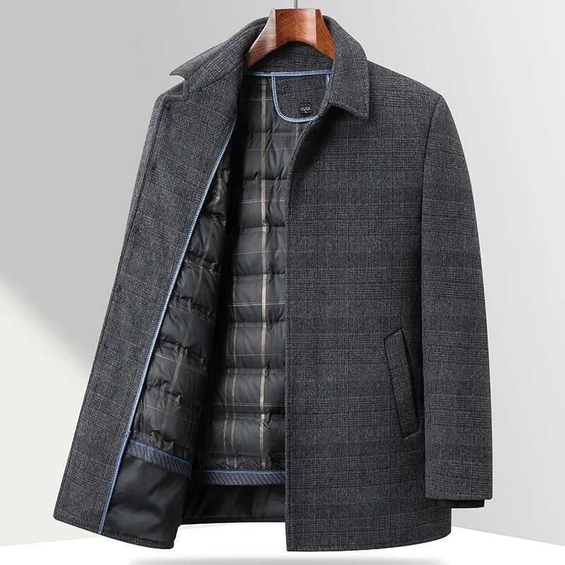 Cherasco Check Car Coat - Grey