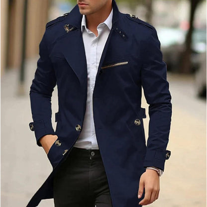 Chiavari Short Trench Coat - Navy Blue