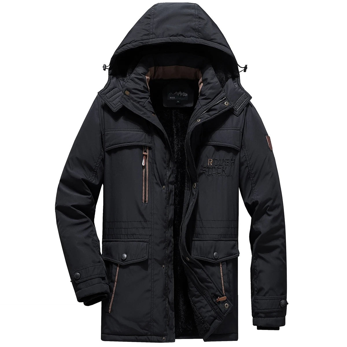 Chivasso Fleece-Lined Utility Parka - Black