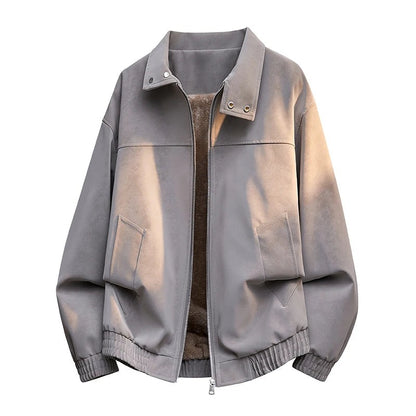Cingoli Fleece-Lined Suede Jacket - Grey