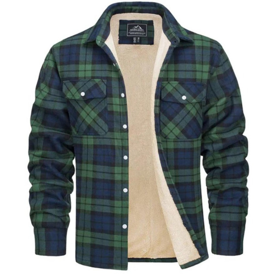 Collecchio Fleece-Lined Plaid Shirt Jacket - Green