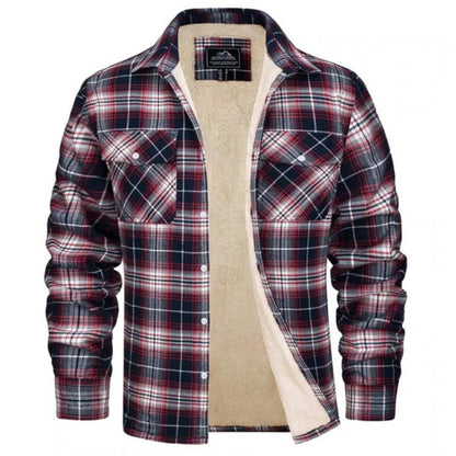 Collecchio Fleece-Lined Plaid Shirt Jacket - Red