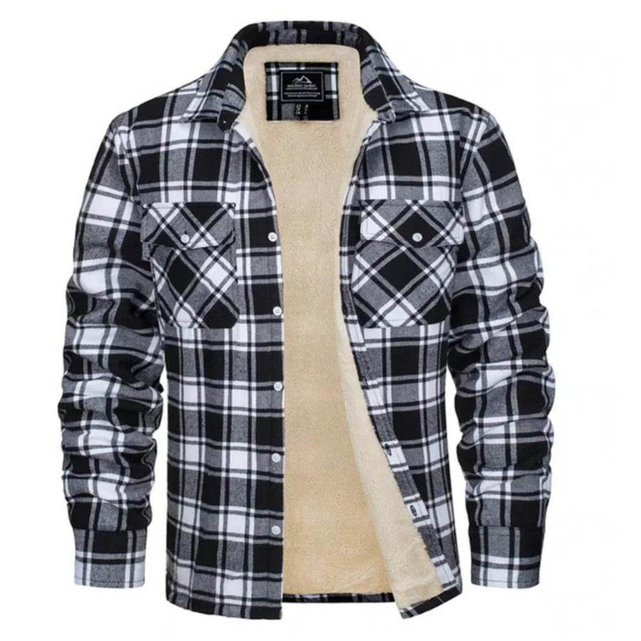 Collecchio Fleece-Lined Plaid Shirt Jacket - Black