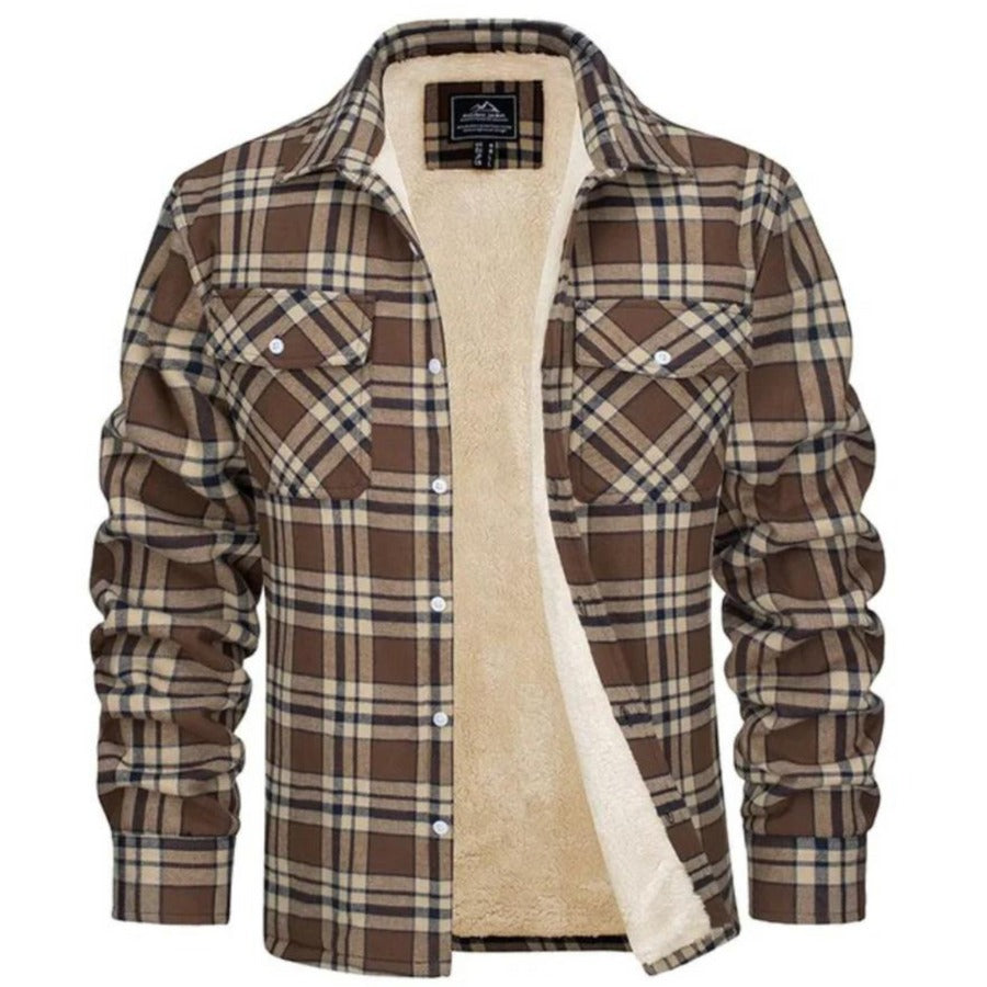 Collecchio Fleece-Lined Plaid Shirt Jacket - Khaki