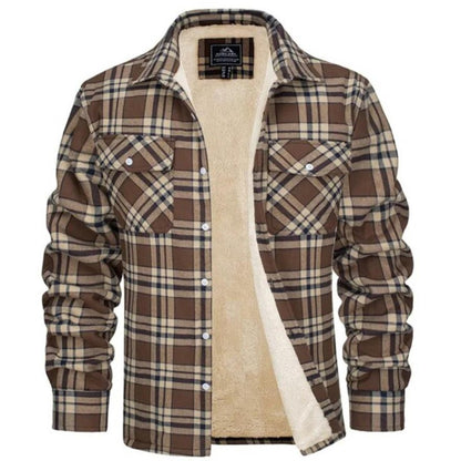 Collecchio Fleece-Lined Plaid Shirt Jacket - Khaki