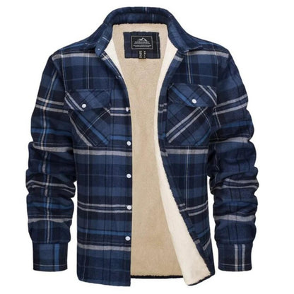 Collecchio Fleece-Lined Plaid Shirt Jacket - Blue