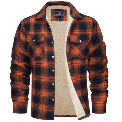 Collecchio Fleece-Lined Plaid Shirt Jacket - Orange