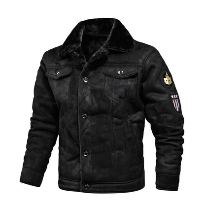 Cordenons Fleece-Lined Suede Jacket - Black