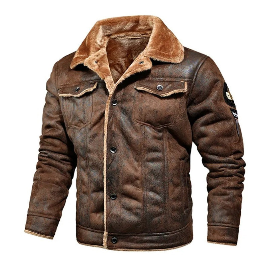 Cordenons Fleece-Lined Suede Jacket - Brown