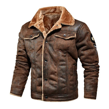 Cordenons Fleece-Lined Suede Jacket - Brown