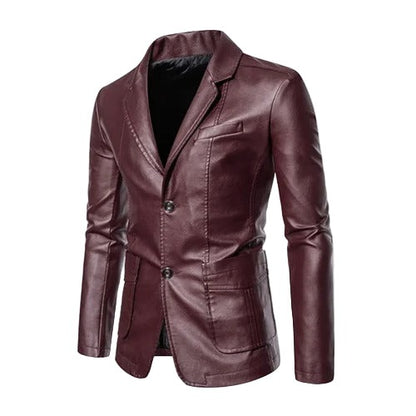 Crema Leather Blazer - Brown