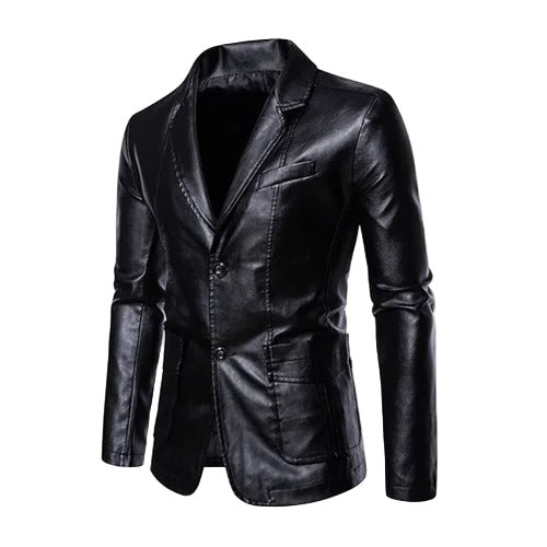 Crema Leather Blazer - Black
