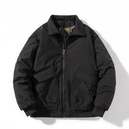 Cumiana Collared Padded Bomber Jacket - Black