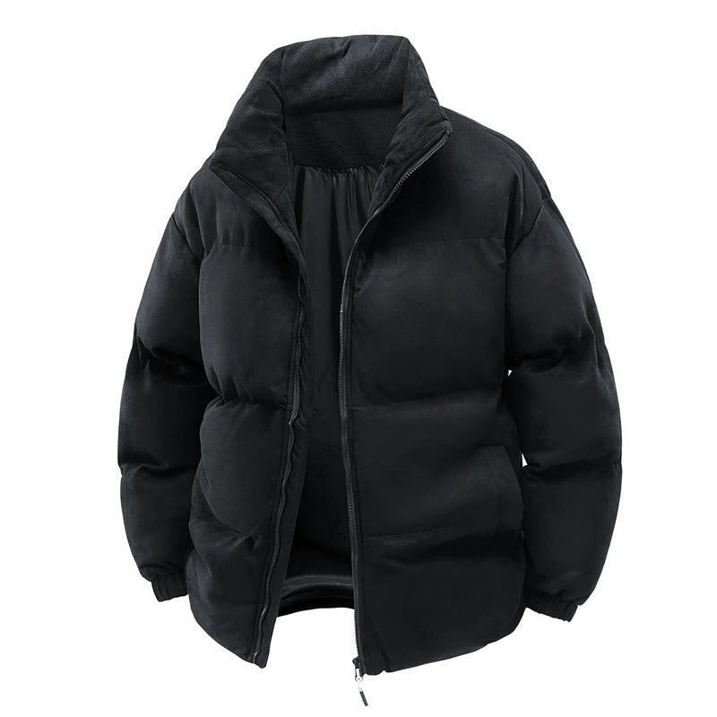 Deruta Suede Puffer Jacket - Black