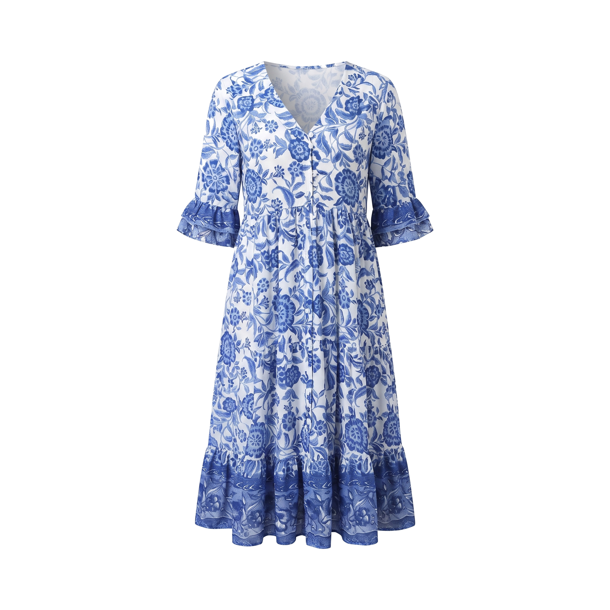 Floral Button Midi Dress - product cover