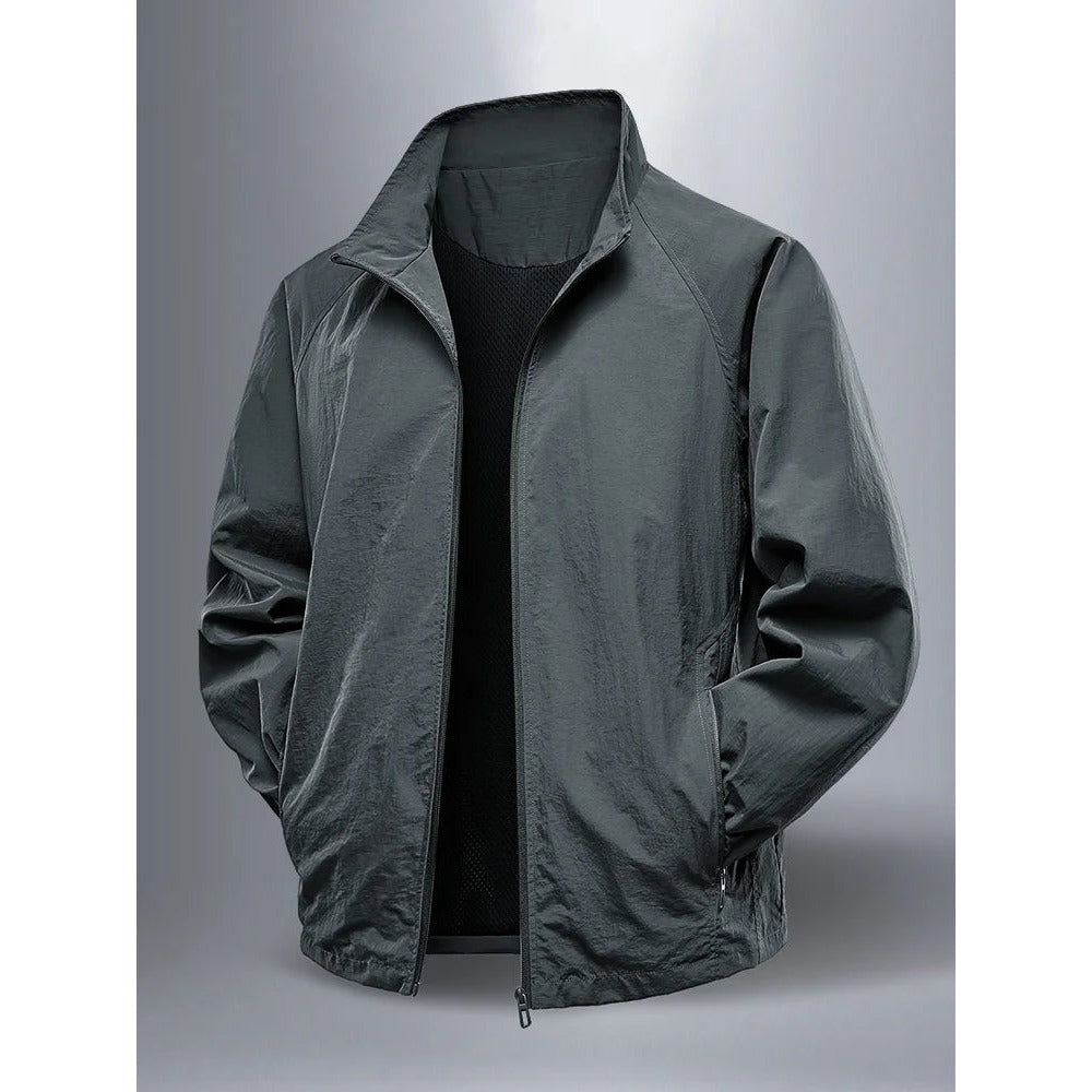 Erice Lightweight Stand-Collar Jacket - Dark Grey