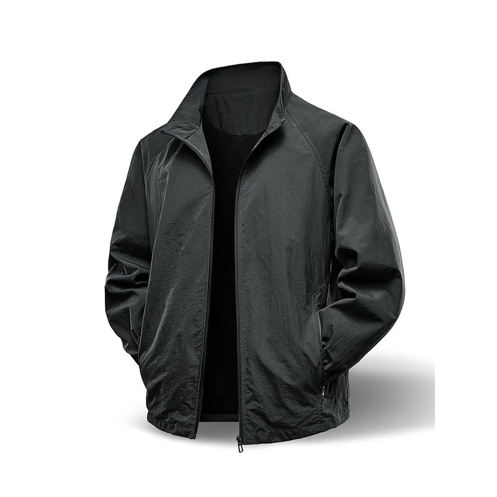 Erice Lightweight Stand-Collar Jacket - Black