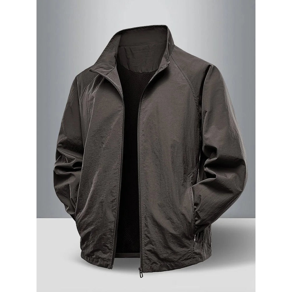 Erice Lightweight Stand-Collar Jacket - Brown