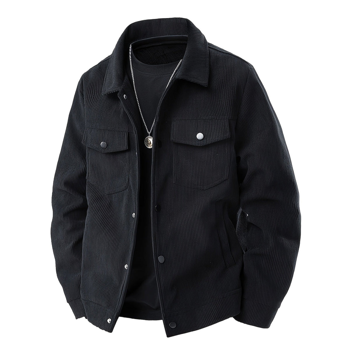 Faenza Corduroy Shirt Jacket - Black