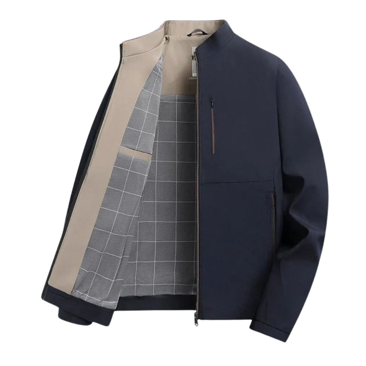 Fasano Stand-Collar Zip Jacket - Dark Blue