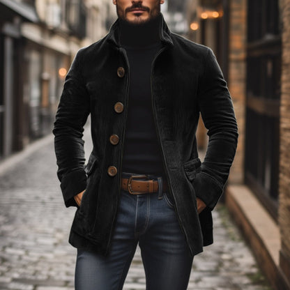 Feltre Corduroy Coat - Black