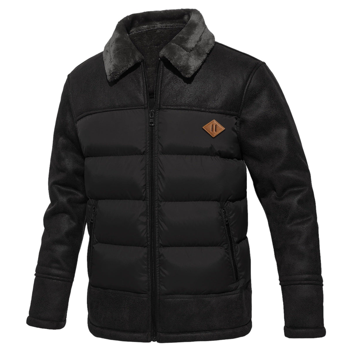 Fermignano Suede-Panel Puffer Jacket - Black
