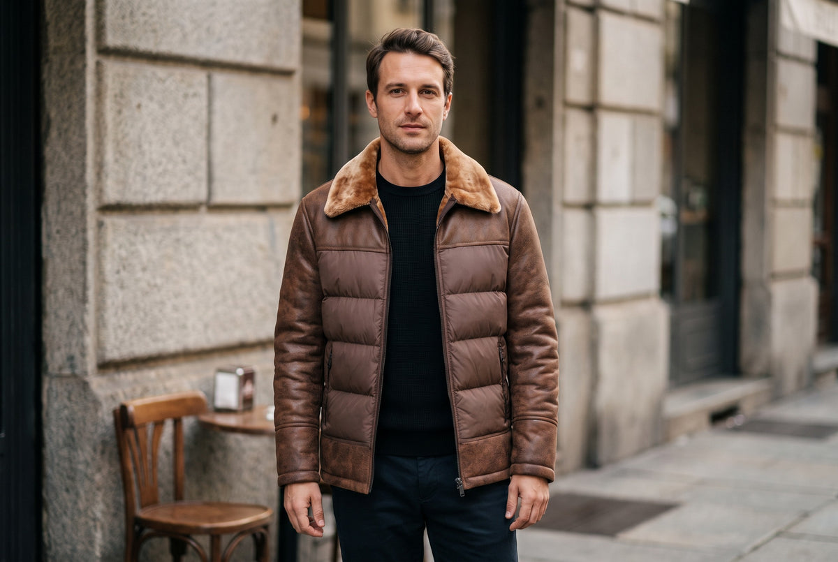 Fermignano Suede-Panel Puffer Jacket