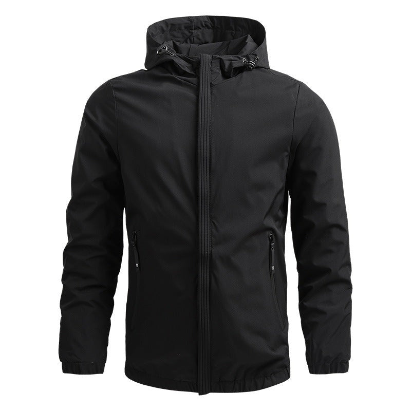 Fermo Minimal Hooded Zip Jacket - Black