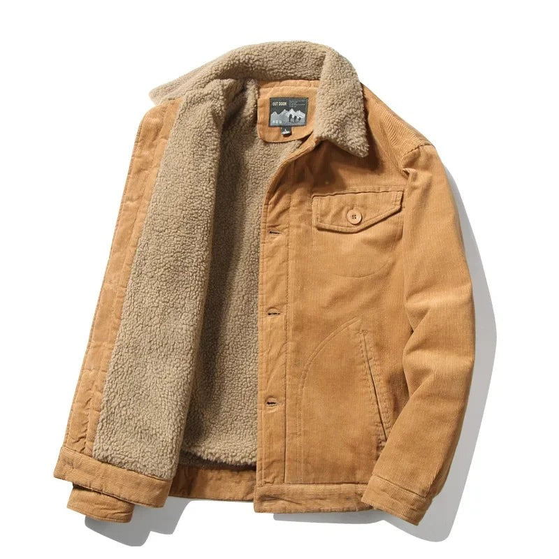 Fidenza Fleece-Lined Corduroy Jacket - Khaki