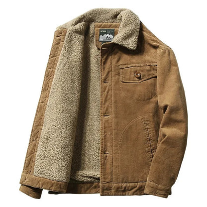 Fidenza Fleece-Lined Corduroy Jacket - Brown