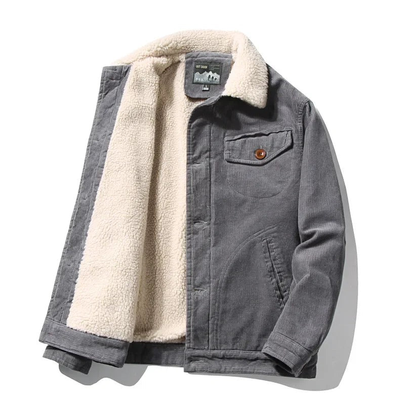 Fidenza Fleece-Lined Corduroy Jacket - Grey