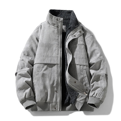 Fiuggi Fleece-Lined Stand-Collar Jacket - Light Grey