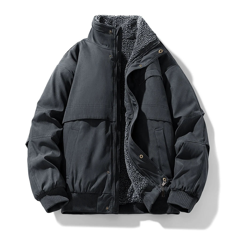 Fiuggi Fleece-Lined Stand-Collar Jacket - Black