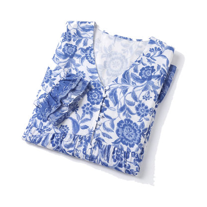 Floral Button Midi Dress - folded