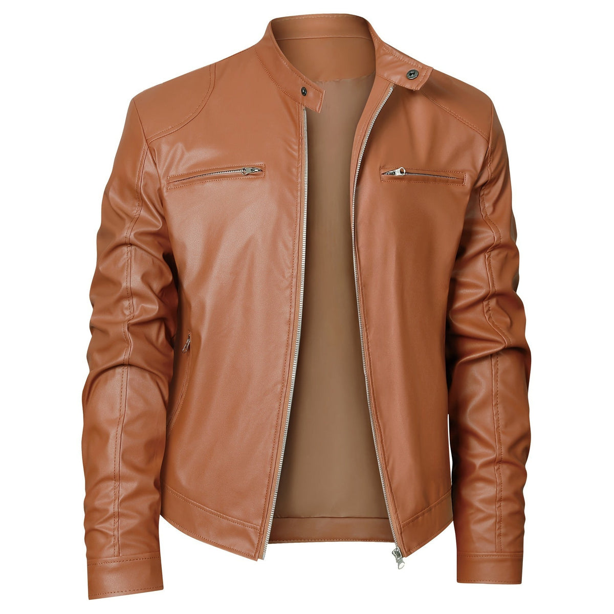 Formia Leather Cafe Racer Jacket - Khaki