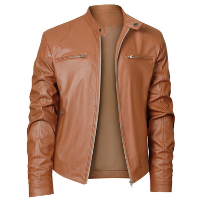 Formia Leather Cafe Racer Jacket - Khaki