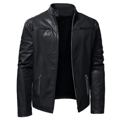 Formia Leather Cafe Racer Jacket - Black
