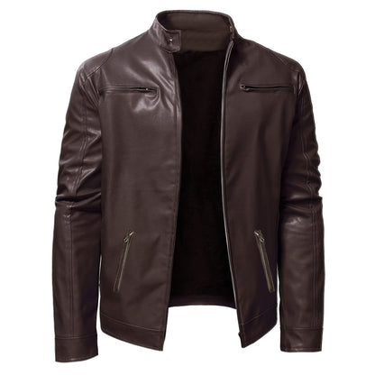 Formia Leather Cafe Racer Jacket - Brown