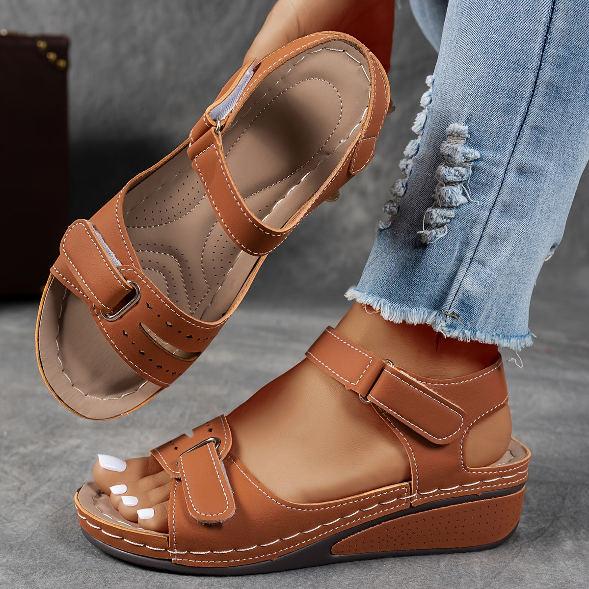 Comfort Leather Sandals - Brown