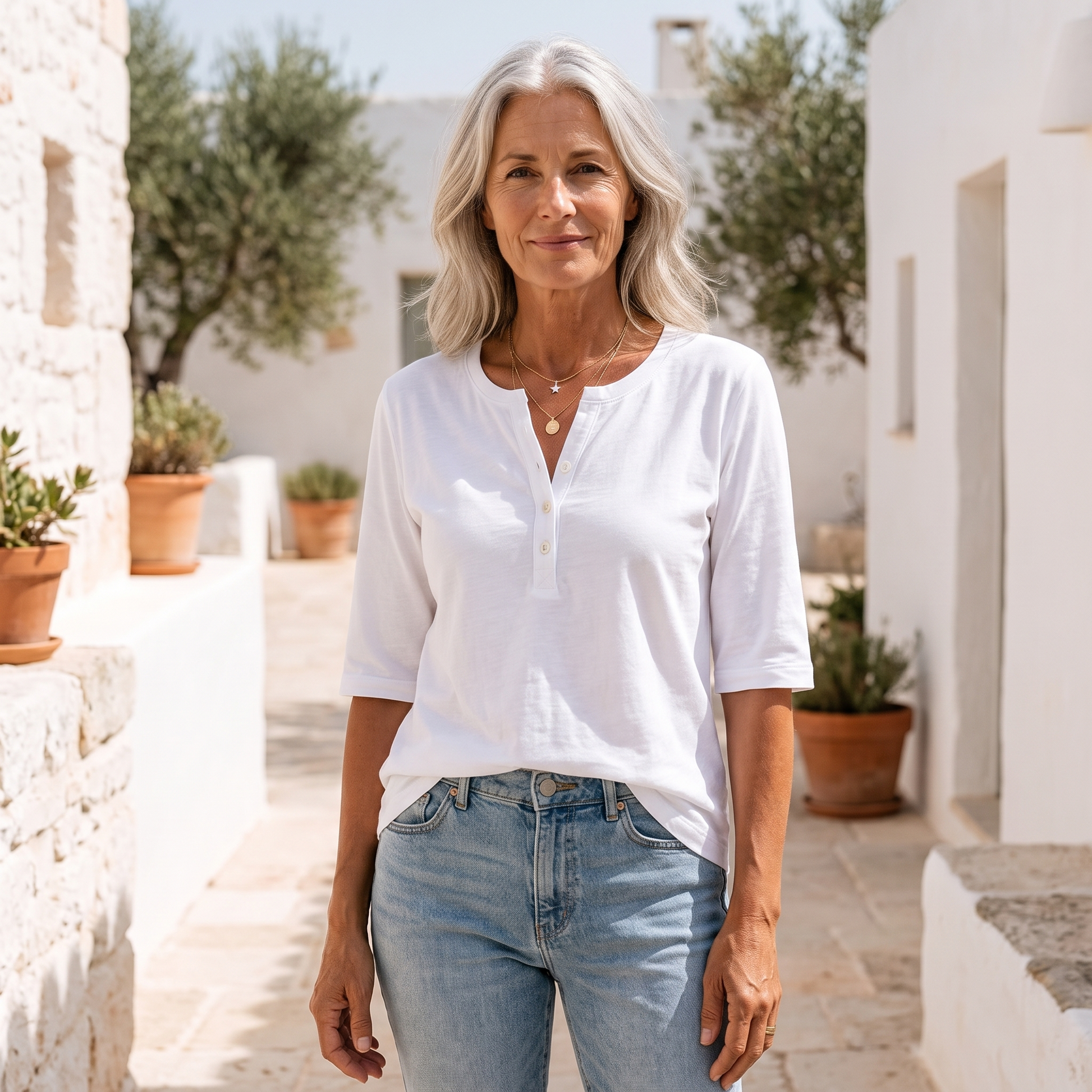 Henley Button Top - lifestyle