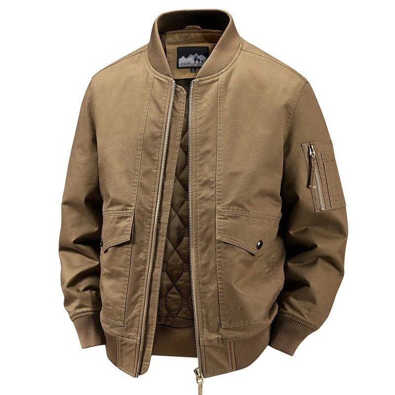 Gatteo Quilt-Lined Bomber Jacket - Brown