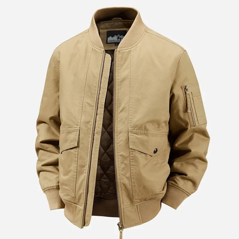 Gatteo Quilt-Lined Bomber Jacket - Khaki